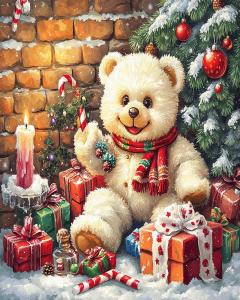 ชุดระบายสีตามตัวเลข RUOPOTY ภาพวาดสีน้ำมัน DIY ลายหมีเท็ดดี้ ของขวัญคริสต์มาส สำหรับผู้ใหญ่ ชุดระบายสี วาดภาพ งานศิลปะ อุปกรณ์ศิลปะ ตกแต่งผนัง