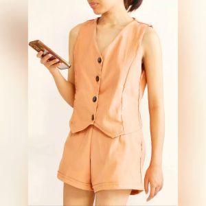 Wendy's FREE INNER TUBE TOP Plain Color Coldoroy Vest Skort Shorts Shorts Terno Set for Women