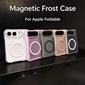Translucent Frost Magnetic Phone Case for iPhone Duo Foldable Screen Slim Shockproof Anti-Scratch Protective Cover Multiple Trendy Colors