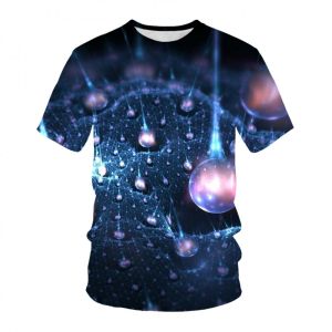 Summer New Mens Short Sleeve T-shirt round Neck Casual Sportswear Universe Starry Sky 3D Digital Printing Slim Fit Custom DIY