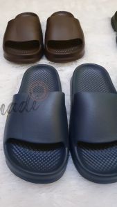 Sandal Selop Pria Distro Empuk Tebal Karet Premium Purnadi P07 Sandal Cowok Sandal Selop Karet Tahan Air Coklat Brown- Size 40-44
