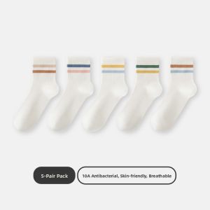 THREEGUN | Antibacterial Odor-Resistant Anti-Mite Anti-Pilling Breathable Womens Mid-Calf Socks