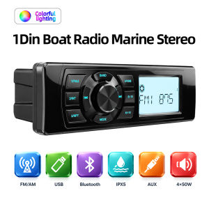 Đầu CD/DVD Chống Nước 1DIN Dành Cho Thuyền Du Thuyền Xe ATV UTV RV Xe Golf Tích Hợp Bluetooth MP3 Màn Hình LCD Kỹ Thuật Số Radio AM/FM AUX