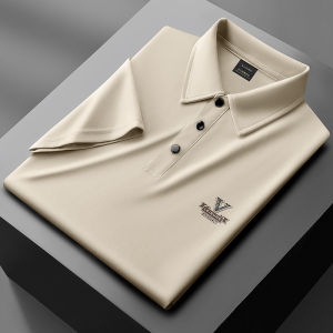 MiiOW | Mens Ice Silk Polo Shirt Short Sleeve Breathable Summer Business Casual Cool Feeling T-Shirt Standard Fit Cotton Blend Polo