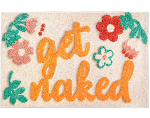 VIKAMA Get Naked Bath Mat Yellow Funny Cute for Bathroom Decor Soft Microfiber Rug Non-Slip Machine Washable Waterproof