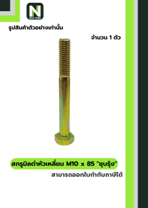 สกรูมิลดำหัวเหลี่ยม M10x85 ชุบรุ้ง  / Black Steel Coating Nut M10x85 (Rainbow/Yellow Zinc Plate)