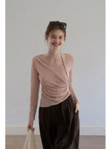 Áo Thun Tay Dài V-Neck Accentuated Waist Màu Hồng