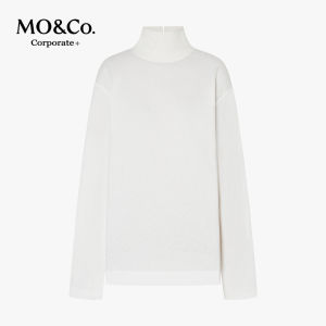 MO&Co. | High Collar Loose Drop Shoulder Cotton T-Shirt