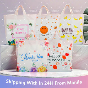 Cute Merchandise Bags 3 Sizes Handbag Reusable Hight Quality Plastic Shopping Bags Colorful Retail Supermarket Shopping Goodie Bag with Handles Carry Out Bags for Boutique Grocery Clothing 1Pcs