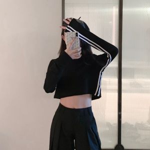 Ins Style Street Hip Hop Long Sleeve T-Shirt for Practice Room Solid Cotton Top for 18-24 Year Olds Pure Color Crewneck