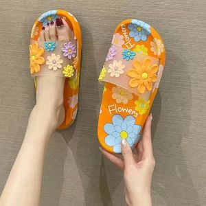 IELGY Hot Sunflower Transparent Slippers Female Summer Non Slip Couple Soft Sole Soft Sole Bathroom