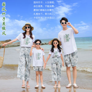Beach Vacation Beachwear Family Matching Summer Outfit Cotton Lycra Blend Men Women Children Sizes Available Floral Print