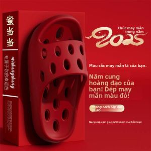 MONLEYTA | Dép đi trong nhà EVA màu đỏ cho nữ Dép đi trong nhà tắm nhanh khô Đế bằng EVA Dễ mang theo Quần áo mặc nhà