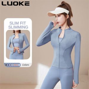 LUOKE Yoga Jacket Women Sports Tops Tshirt Suitable for Sports Yoga Running Fitness with Zipper Many Colors Are Available