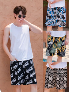 Summer Mens Cotton Silk Short Pants Home Clothes Thin Artificial Cotton Sleepwear Large Size Beach Pants Loose Five-Quarter Pants