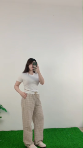 ชุดเซ็ตแฟชั่นน่ารัก เสื้อเข้ารูป+กางเกงลายสก็อต