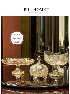 Elegant French Style Glass Fruit Basket Home Living Room Tea Table Decorative Accessories Luxury Minimalist Fruit Tray Set