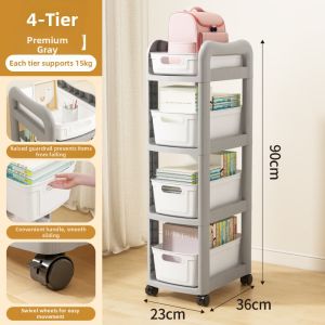 Multi-layer Rolling Under-table Book and Bag Storage Rack Plastic