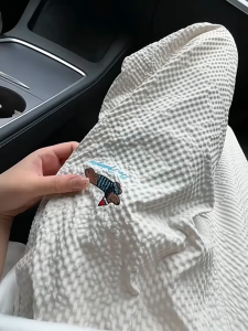 LJPNK Summer Fashion Loose Pants for Men – Embroidered Dachshund Seersucker Trousers with Street Style Aesthetic