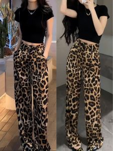 Trendy Slim Fit Satin Wide Leg Pants 2024 Spring Autumn Fashionable All Match High Waist Straight Casual Long Pants