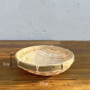 Rural Style Bamboo Woven Storage Basket Bread Bun Basket Fruit Egg Bread Basket Desktop Organizing Basket Household Use