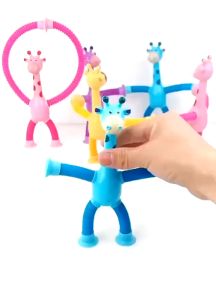 ยีราฟหลากสี ยืดหดได้ ของเล่นเด็ก สำหรับเล่นเด็ก นอกจากนี้ยังสำหรับเล่นเสริมทักษะ