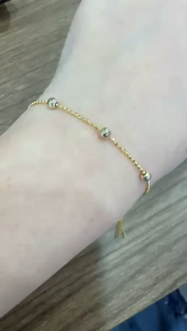 Poh Heng Jewellery 22K Beaded Bracelet in Yellow White Gold[Price By Weight]