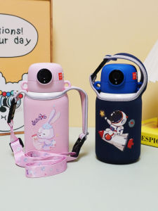 การ์ตูน ฝาครอบแก้วน้ำเก็บความร้อนสำหรับเด็ก ลายลายนิ้วมือ พร้อมหูจับป้องกัน ฝาครอบขวดน้ำ เหมาะสำหรับขวดน้ำขนาด 550 มล