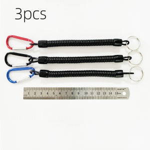 3pcs Fishing Lost Rope Tactical Telescopic Spring Elastic Rope Buckle Camping Anti Loss Mobile Phone Keychain Fishing Rope