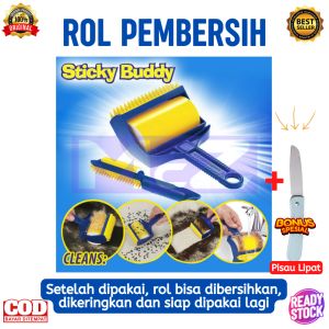 STICKY BUDDY ROL PEMBERSIH KOTORAN DEBU BONUS PISAU LIPAT - ROL PEMBERSIH KOTORAN BULU DEBU 2 IN 1 - BISA COD
