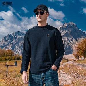 เสื้อยืดแขนยาวผู้ชาย Enjeolon 10A ผ้าขนแกะเยอรมันป้องกันแบคทีเรีย คอปกสั้น ปักลาย อบอุ่น สำหรับฤดูใบไม้ร่วงและฤดูหนาว