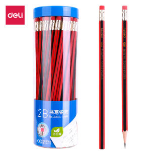 deli | Deli 2B/HB Classic Hexagonal Pencil With Eraser Log Lead-Free Non-Toxic Smooth Writing Office School Stationery