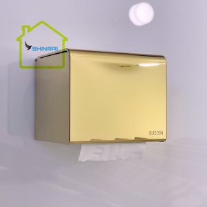 ( Dán Tường ) Hộp Đựng Giấy Vệ Sinh INOX SUS304 Nhà Tắm Vàng Kim Sáng SHINRAI