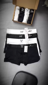 Topman Quần Lót Nam Boxer In Tên Kèm Chữ Kí Ronaldo & Messi Thun Lạnh Co Dãn 4 Chiều