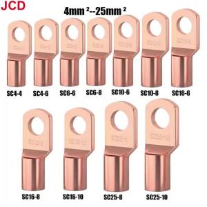 JCD 5/10/20pcs Copper Lug Ring Wire Connectors Bare Cable Electric Crimp Terminal SC4-6 SC6-6 SC6-8 SC10-6 SC16-6 SC16-8 SC25-8