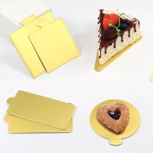 100pcs Mousse Cake Board Round/Square Mini Cake Board Gold With Handle