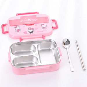 กล่องอาหารกลางวันสแตนเลส 316 หุ้มฉนวน น่ารัก การ์ตูน ชามแบ่งพร้อมชามซุปกล่องอาหารแบบพกพาสําหรับนักเรียนและพนักงานออฟฟิศ