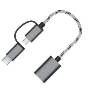 2 in 1 USB 3.0 OTG Adapter Cable for Samsung Nylon Braid Micro USB Type C Data Sync Adapter for Huawei for MacBook Type-C OTG
