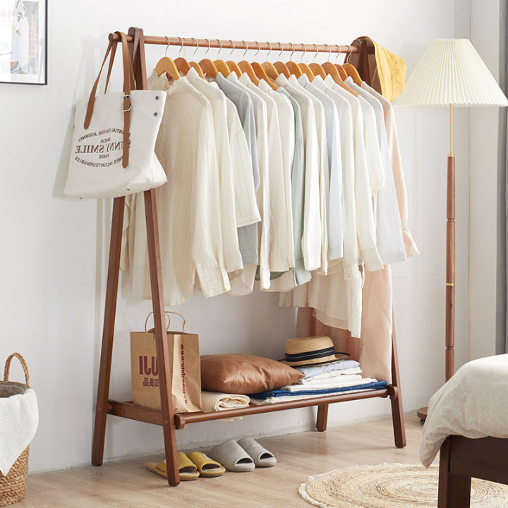 Solid Wood Clothes Hanger Floor Beech Simple Clothes Hanger Simple