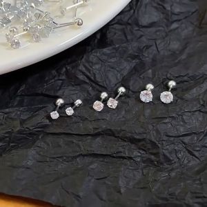 Ka💥 Anting berlian mini kristal fashion 1 pasang / Anting berlian imitasi berlian imitasi sederhana bulat Korea emas perak