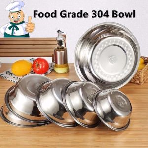 Food grade 304 Stainless Steel Bowls Food Snacks Bowl Salad Mixing Bowl Kitchen Cooking Tools Food Rice Fruit Tableware