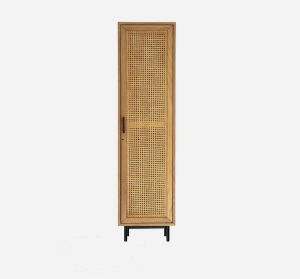 Modern Minimalist Wicker Storage Cabinet Solid Wood Single Door Wardrobe for Adults Artistic Patterned Furniture from Fujian