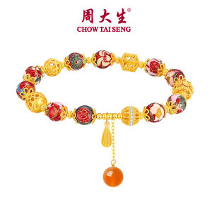 CTS ดอกไฮเดรนเยีย S925เคลือบสีเงินสร้อยข้อมือลูกปัด CHOW TAI SENG S1HC0525