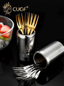 Creative Cute Fruit Fork Set Home Use 304 Stainless Steel Fruit Spoon Storage Canister Dessert Snack Nordic Style Dining Utensils