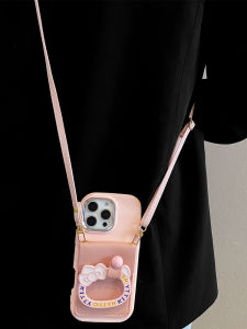 Korean Style  16Promax Phone Case with Ring Holder Crossbody Strap Full Cover Protection for Women Cute Girl Design