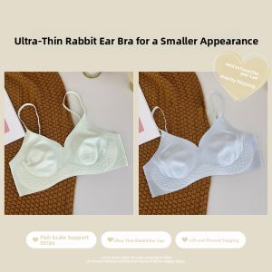 DOULI | Seamless Ultra-Thin Womens Bra Jelly Rabbit Ear Design Summer Fashionable Underwear Fixed Strap 3/4 Cup V-Neck No Steel Ring
