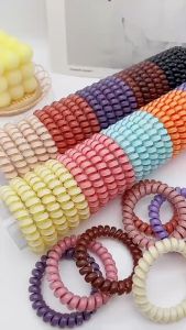 Hộp 10 dây cột tóc lò xo thiết kế đơn giản tiện dụng size 3.5cm