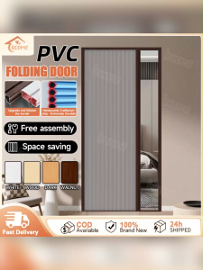PVC Honeycomb Folding Sliding Door Punch Free Accordion Door Waterproof Aluminum Frame Room Partition Door Folding Door for Home and Shop