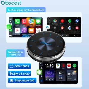 Bộ Chuyển Đổi Không Dây CarPlay Android Auto P3 Ai Box Dành Cho Toyota Lexus RAV4 Corolla - CarPlay Có Dây Với Đầu Ra HDMI Hệ Điều Hành Android 12