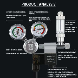 ZRDR | Aquarium CO2 regulator solenoid valve bubble meter plant water grass tankCO2 reaction control system pressure reducing valve